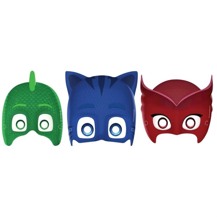 Pj Masks Pijamaskeliler Doğum Günü Temalı Kağıt Maske - 6 Adet