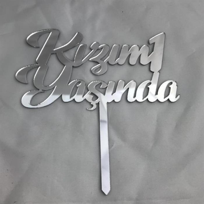 Pleksi Ayna Kızım 1 Yaşında Altın Pasta Süsü