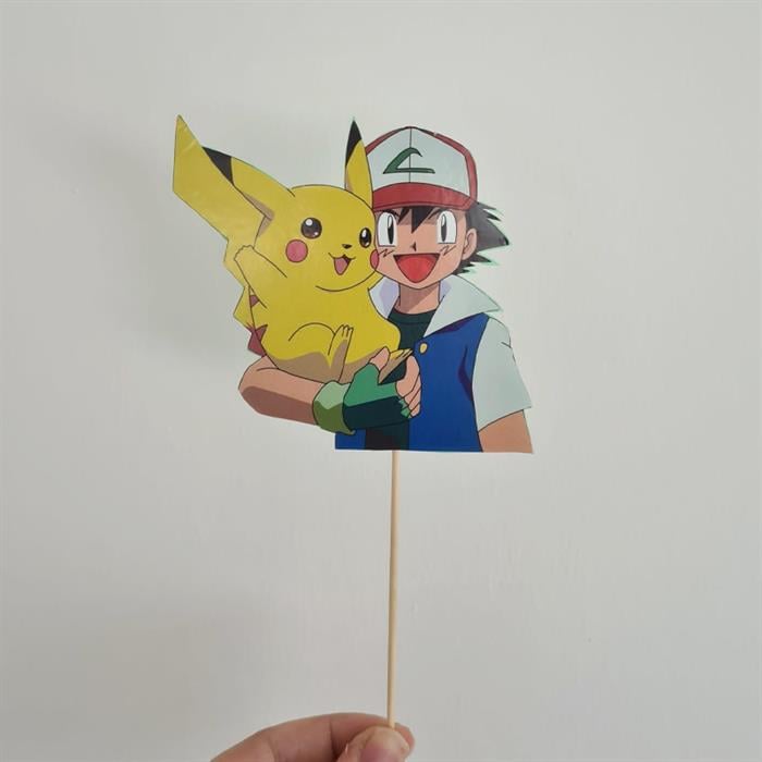 Pokemon Ash Pikachu Çubuklu Maket Süs