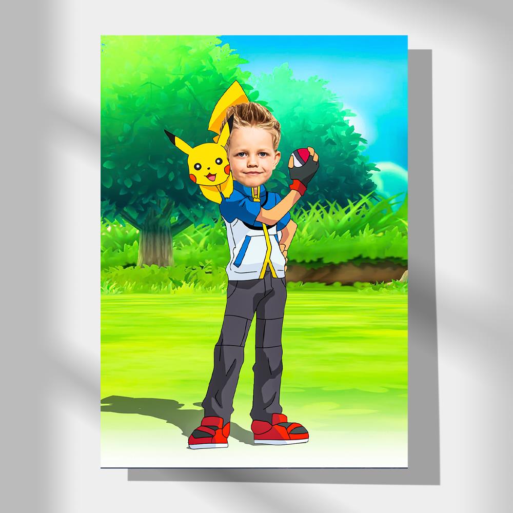 Pokemon Ash Portre Temalı Kişiye Özel Poster
