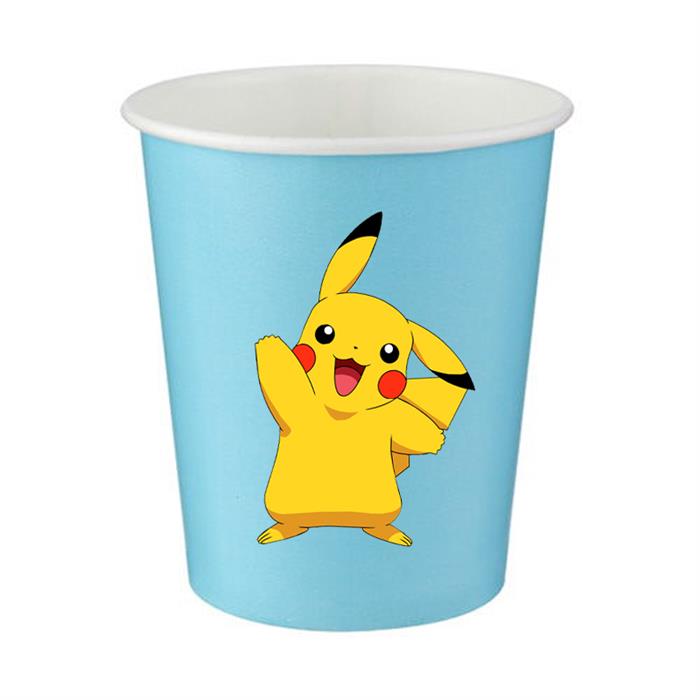 Pokemon Pikachu Stickerlı Mavi Bardak - 5 Adet