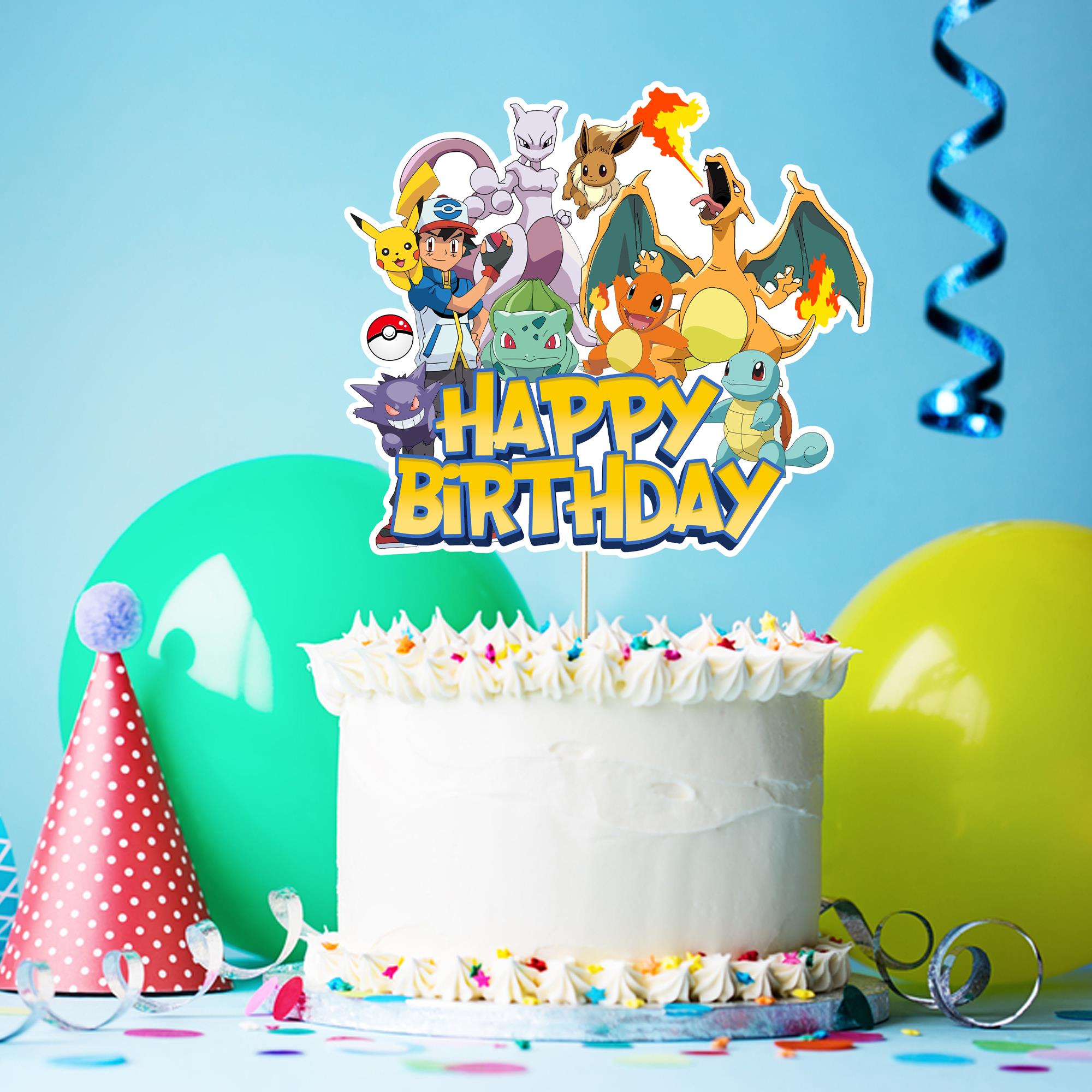 Pokemon Temalı Happy Birthday Pasta Süsü