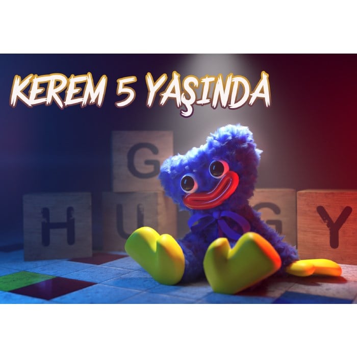 Poppy Playtime Huggy Wuggy Doğum Günü Afişi - 2 Boy Seçenekli