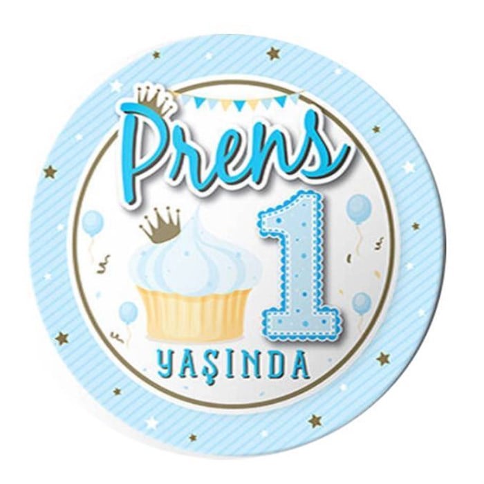Prens 1 Yaş Temalı Tabak 8'li