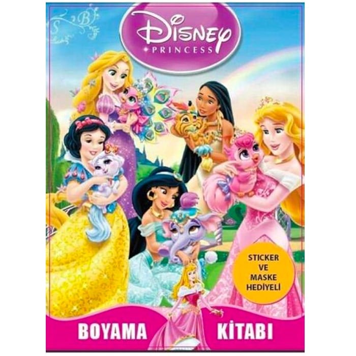Prensesler Temalı Boyama Kitabı (Sticker+Maskeli)