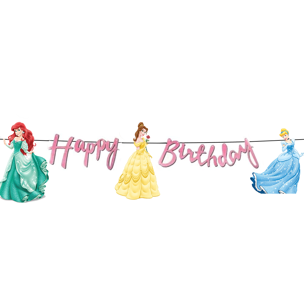 Prensesler Temalı Happy Birthday Kaligrafi