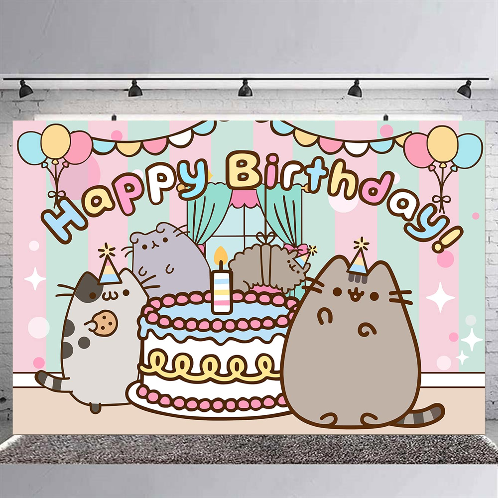 Pusheen Temalı Doğum Günü Branda Afişi