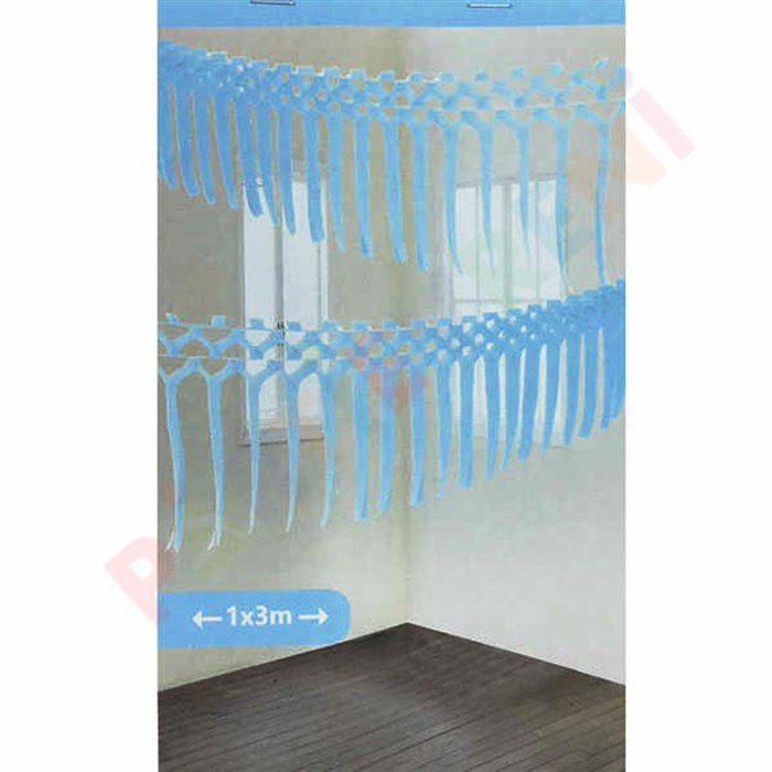 Püsküllü Arka Fon Açık Mavi Asma Süs - 3.00 m