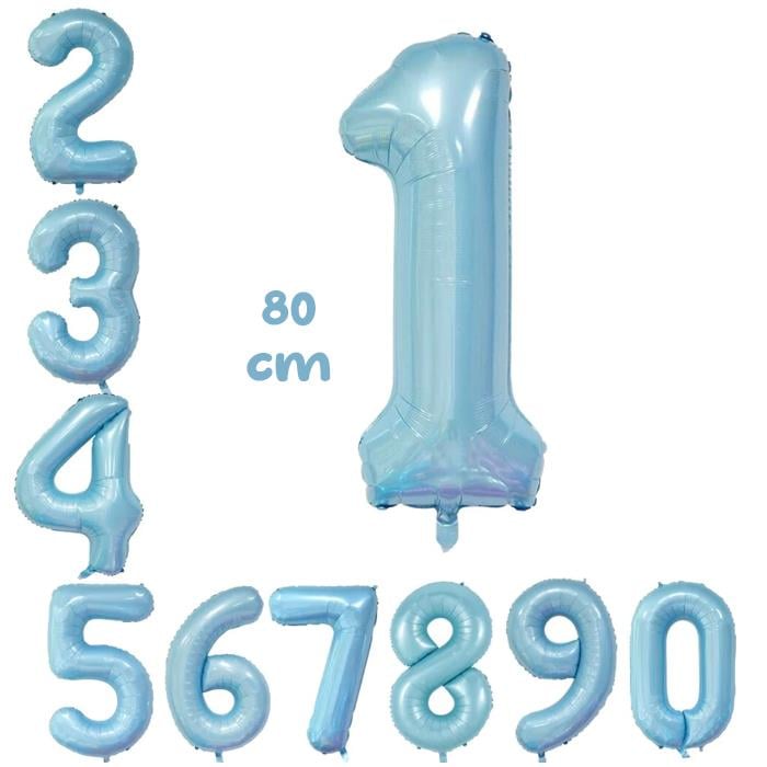 Rakam Makaron Mavi Folyo Balon 80 cm Seçenekli