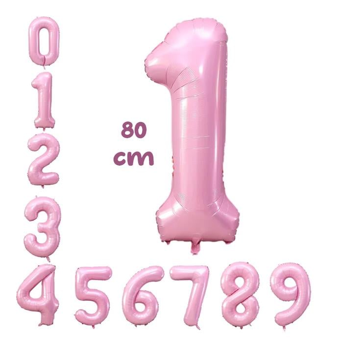 Rakam Makaron Pembe Folyo Balon 80 cm Seçenekli