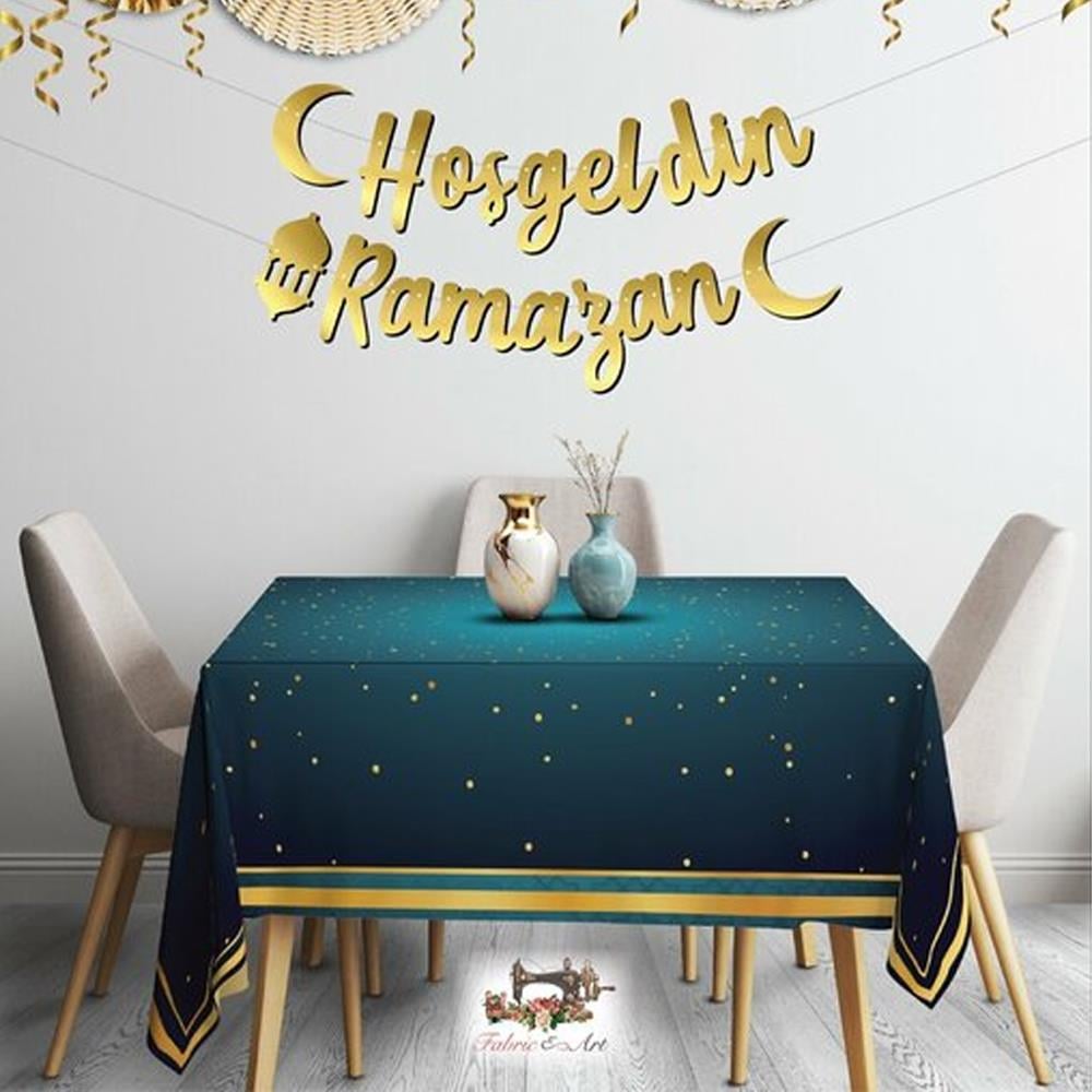 Ramazan Temalı Kumaş Lacivert Masa Örtüsü