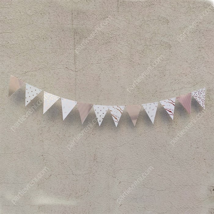 Rose Gold Desenli Üçgen Banner 3 Metre