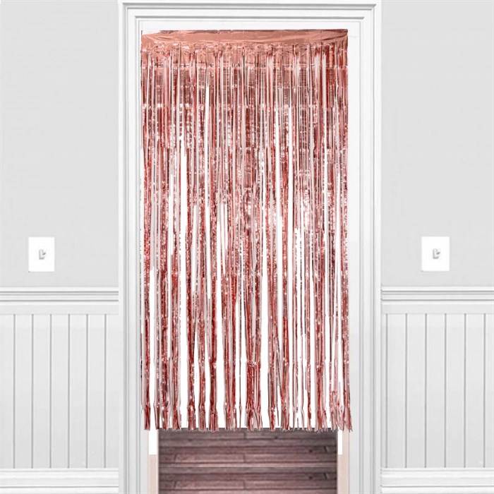 Rose Gold Işıltılı Püsküllü Arka Fon Perdesi 90x200 cm