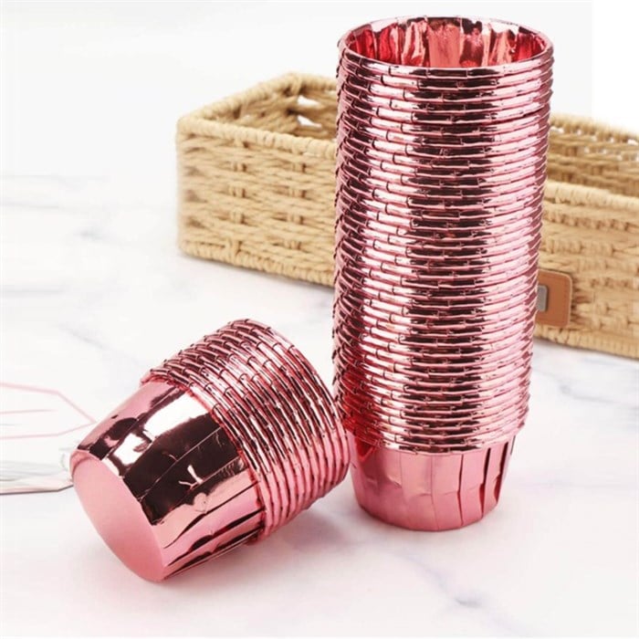 Rose Renk Parlak Cupcake Kek Kapsülü - 25 Adet