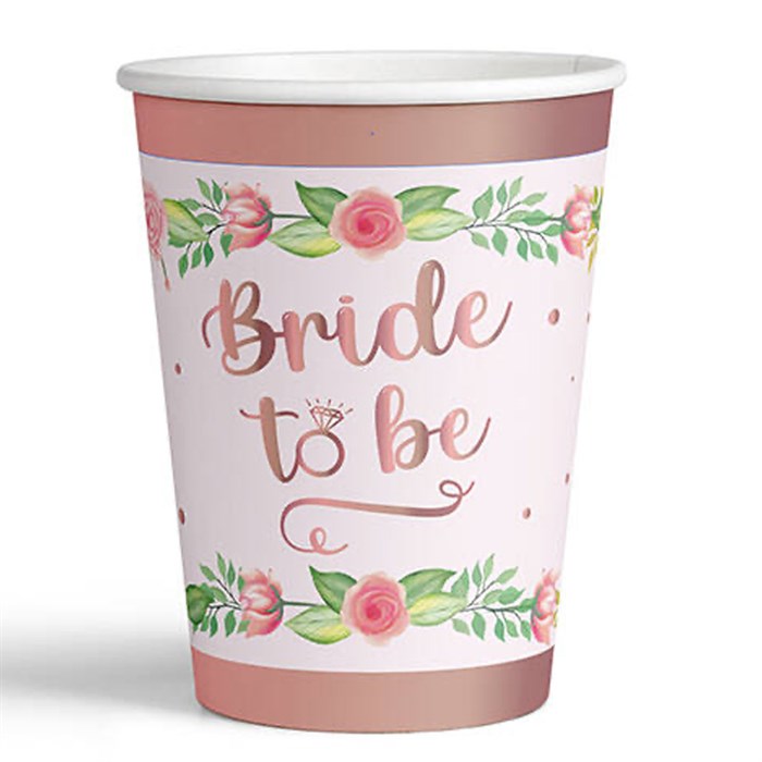 Rose Yaldızlı Bride to Be Bardak 8'li