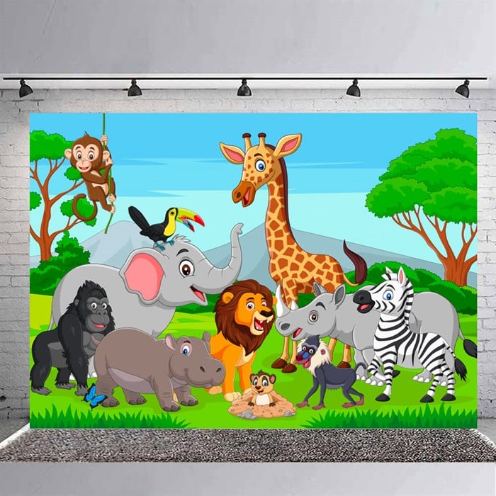 Safari Doğum Günü Branda Afişi - 70 cm - 100 cm