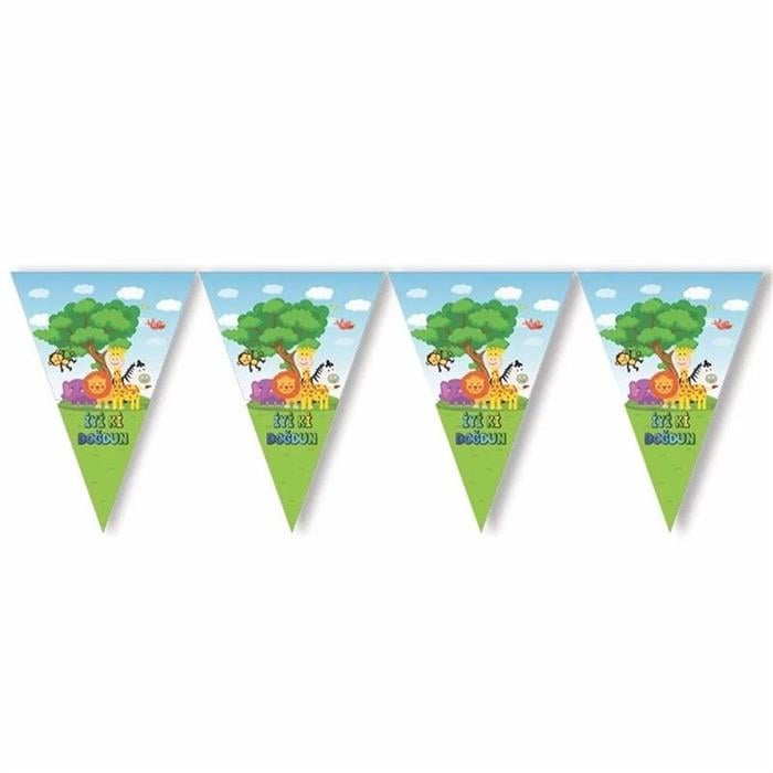 Safari Sevimli Hayvanlar Bayrak Flama Set