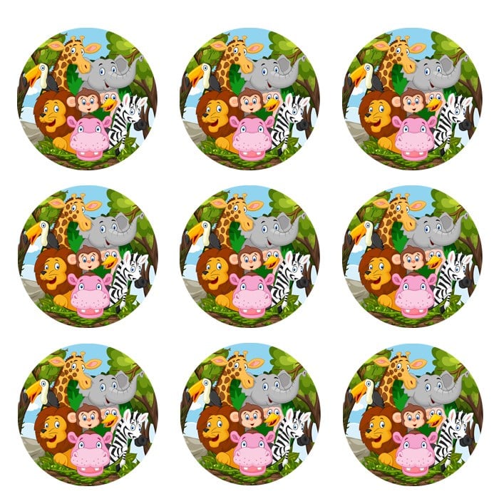 Safari Sevimli Hayvanlar Temalı Sticker 10 Adet