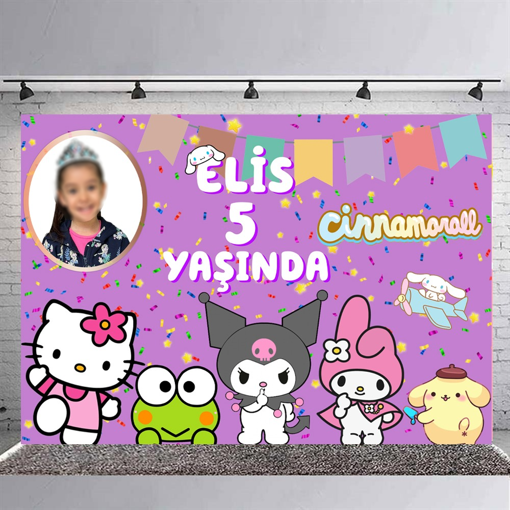 Sanrio Temalı Doğum Günü Kişiye Özel Afiş