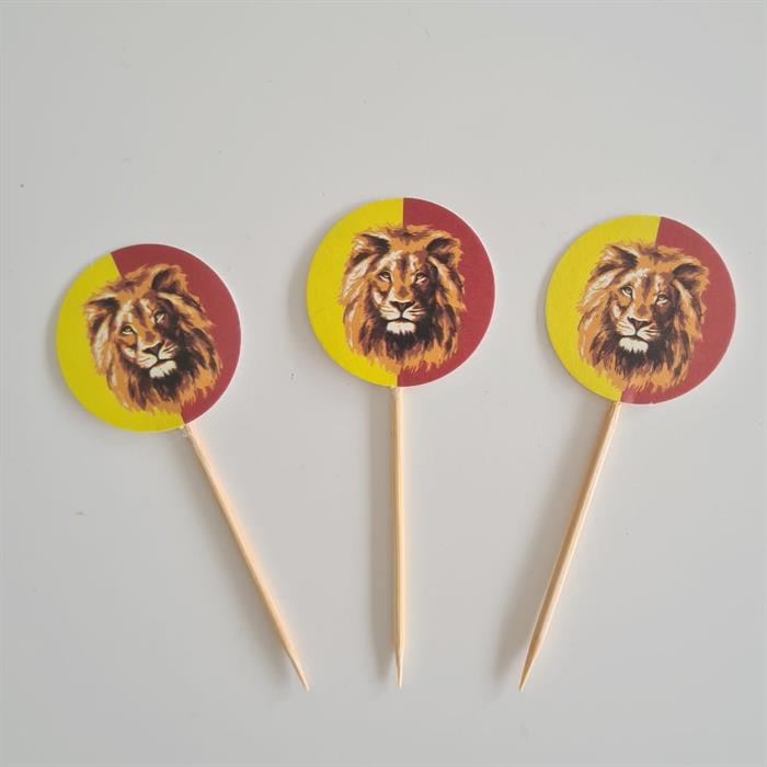 Sarı Kırmızı Aslan Temalı Kürdan Süs 20'li