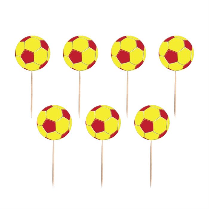 Sarı Kırmızı Futbol Topu Şeklinde Kürdan 20'li