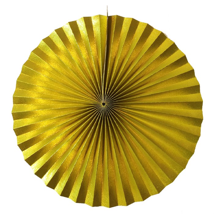 Sarı Metalize Yelpaze Süs - 40 Cm
