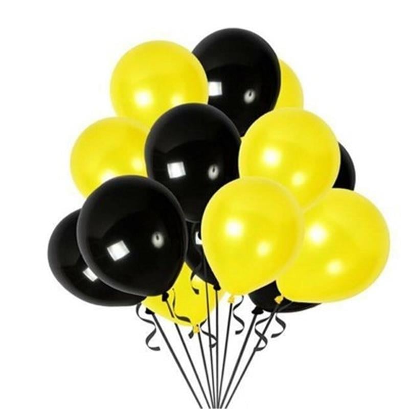 Sari ve Siyah Karışık Balon 5 Adet