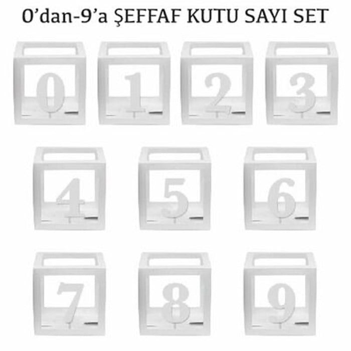Şeffaf Kutu ve Rakam - Beyaz - 25 cm - Rakam Hediyeli