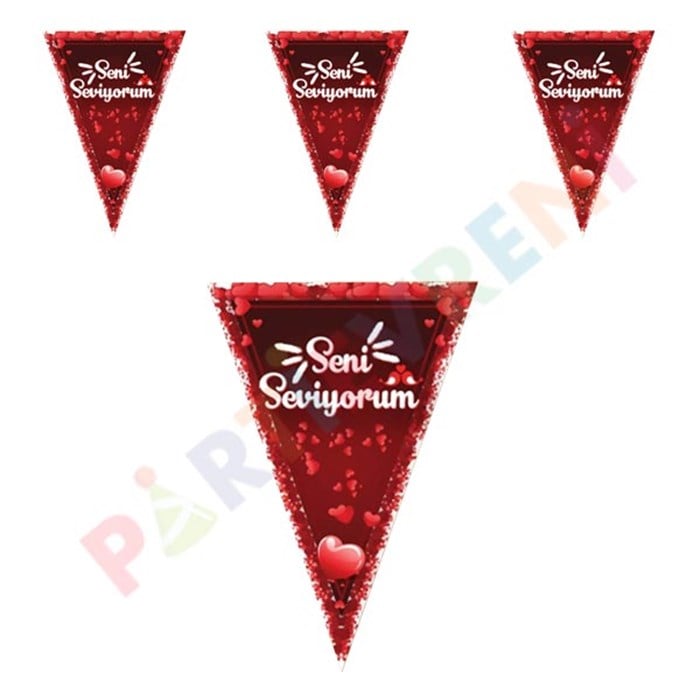 Seni Seviyorum Flama Bayrak Set - 200 cm