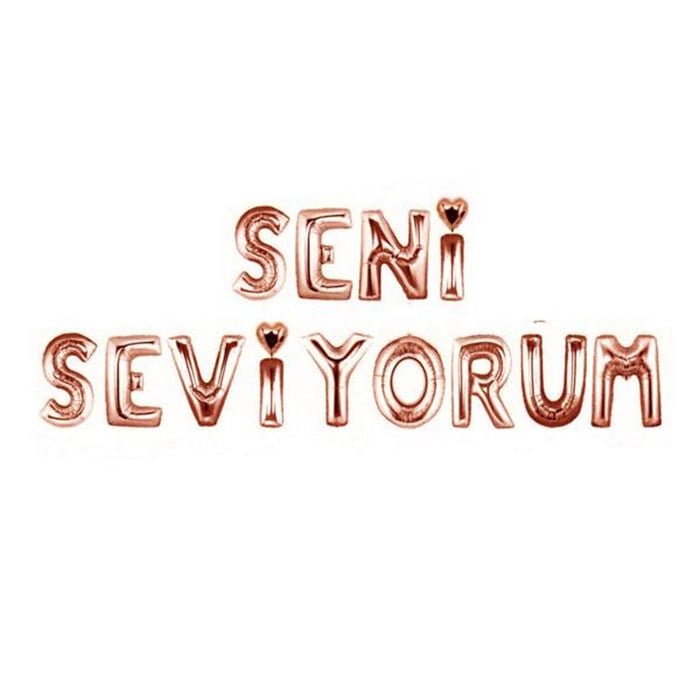 Seni Seviyorum Yazılı Rose Gold Folyo Balon