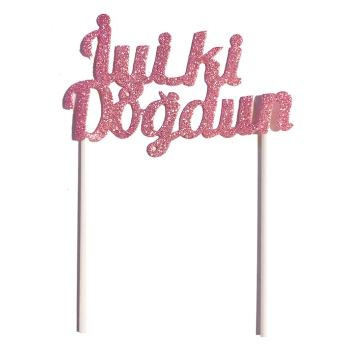Simli İyi ki Doğdun Pembe Pasta Süsü - 18 Cm