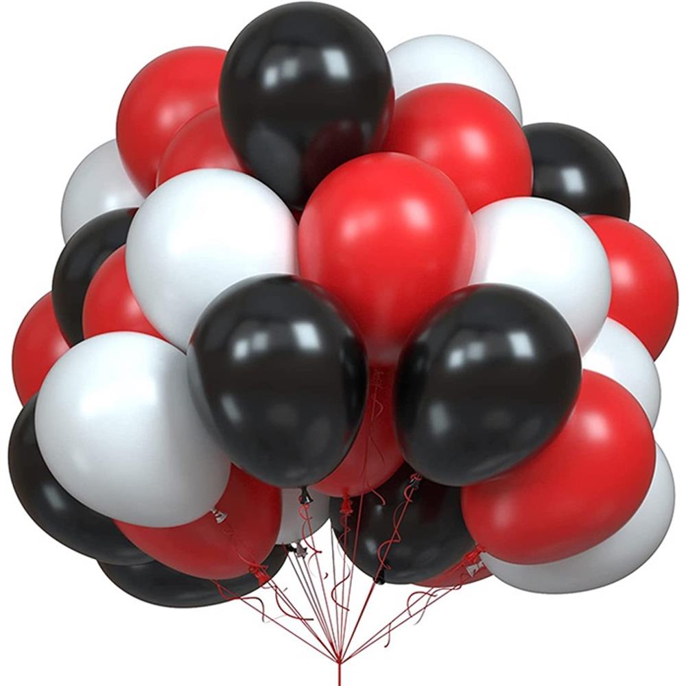 Siyah Kırmızı Beyaz Karışık Balon Seti 10'lu