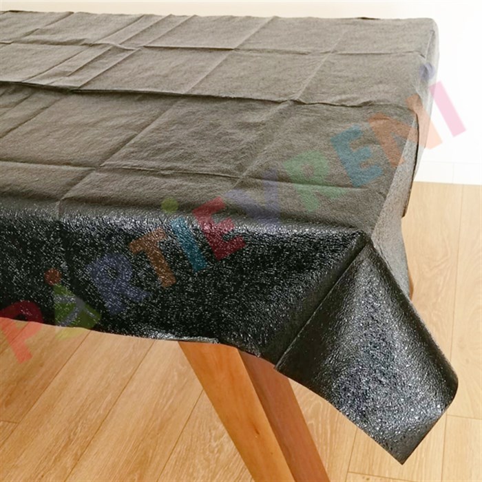 Siyah Parıltılı Masa Örtüsü - 120 cm - 180 cm