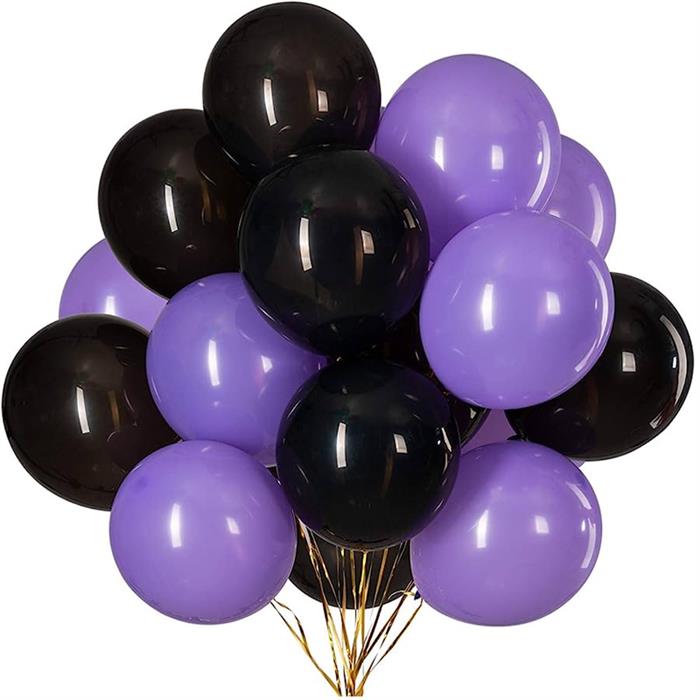 Siyah ve Mor Karışık Balon Seti 10'lu