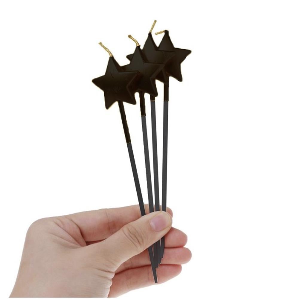 Siyah Yıldız Mum 15 cm 4 Adet