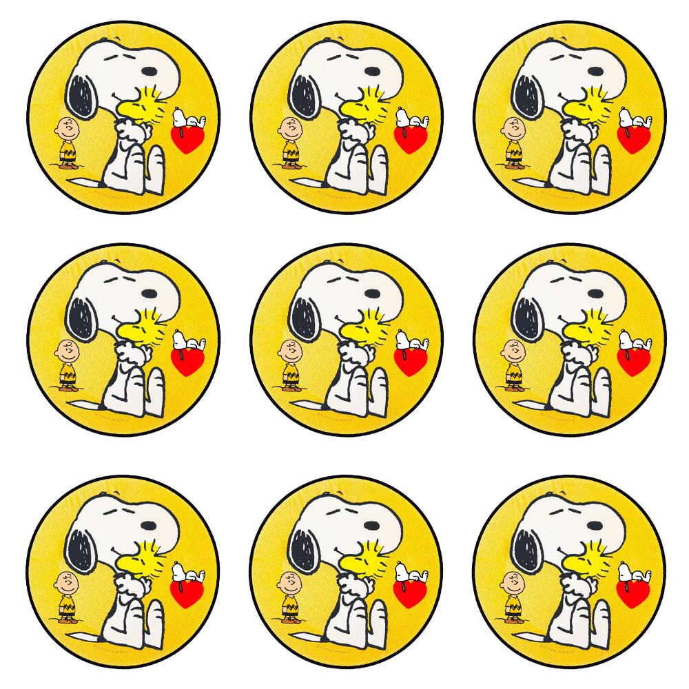 Snoopy Temalı Yuvarlak Etiket 5 cm 10 Adet
