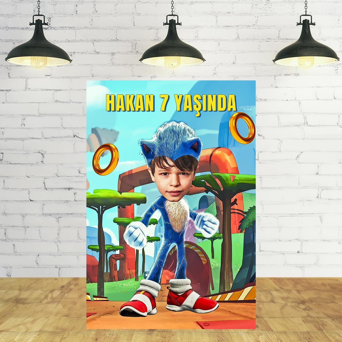 Sonic Temalı Kişiye Özel Portre Afiş