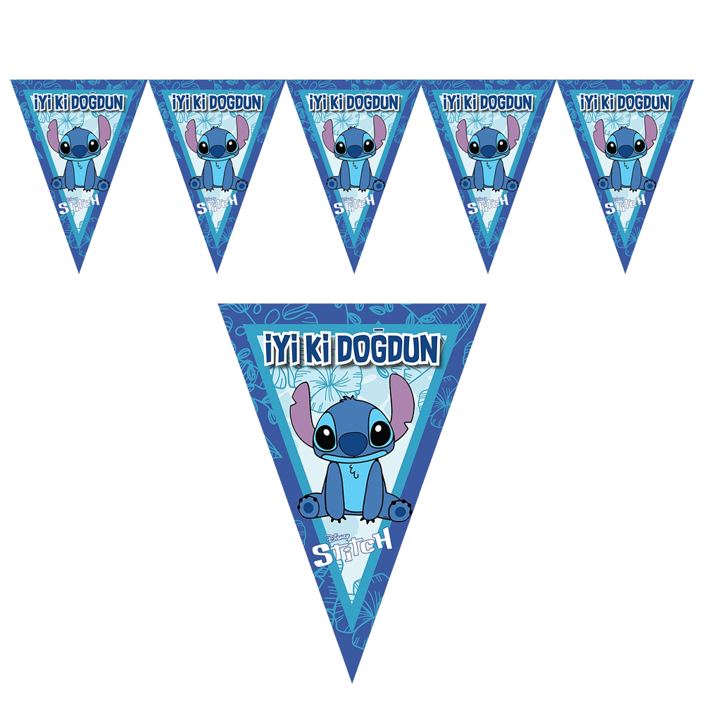 Stitch Temalı İyi Ki Doğdun Flama Set