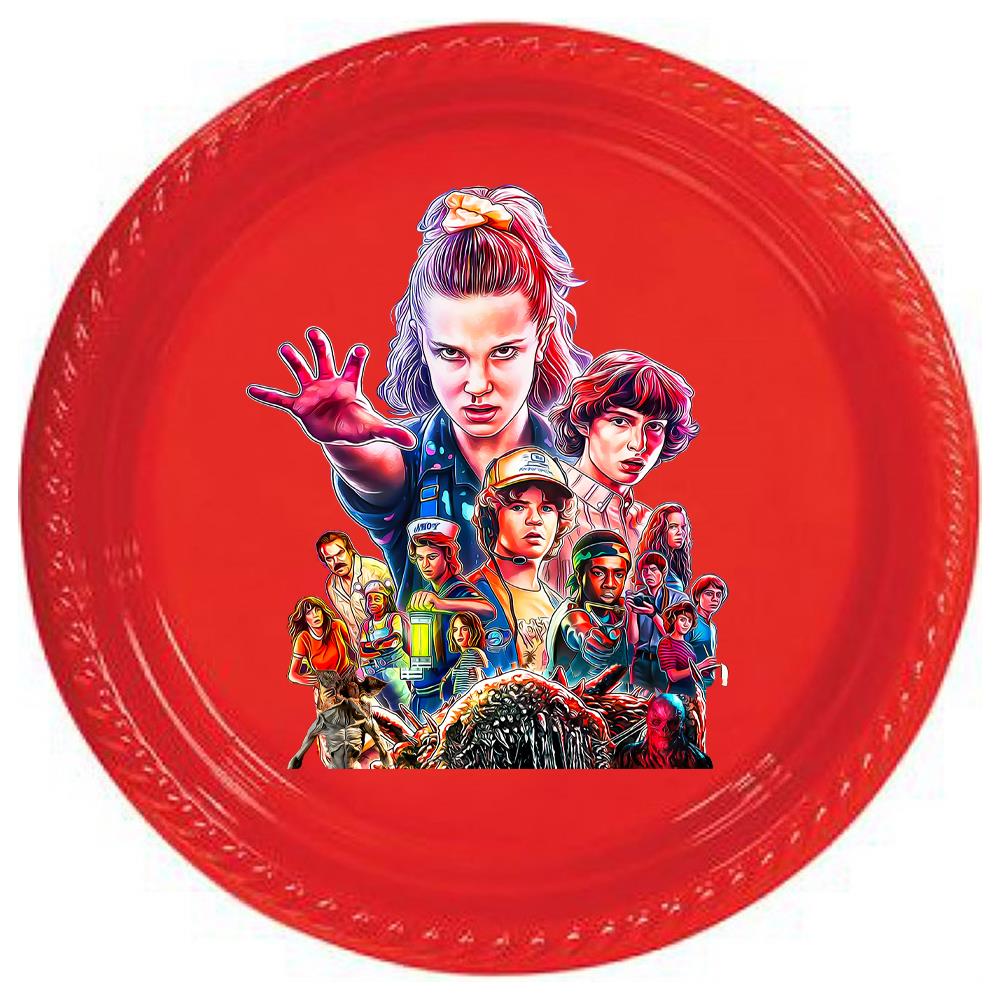 Stranger Things Temalı Kırmızı Tabak 5 Adet