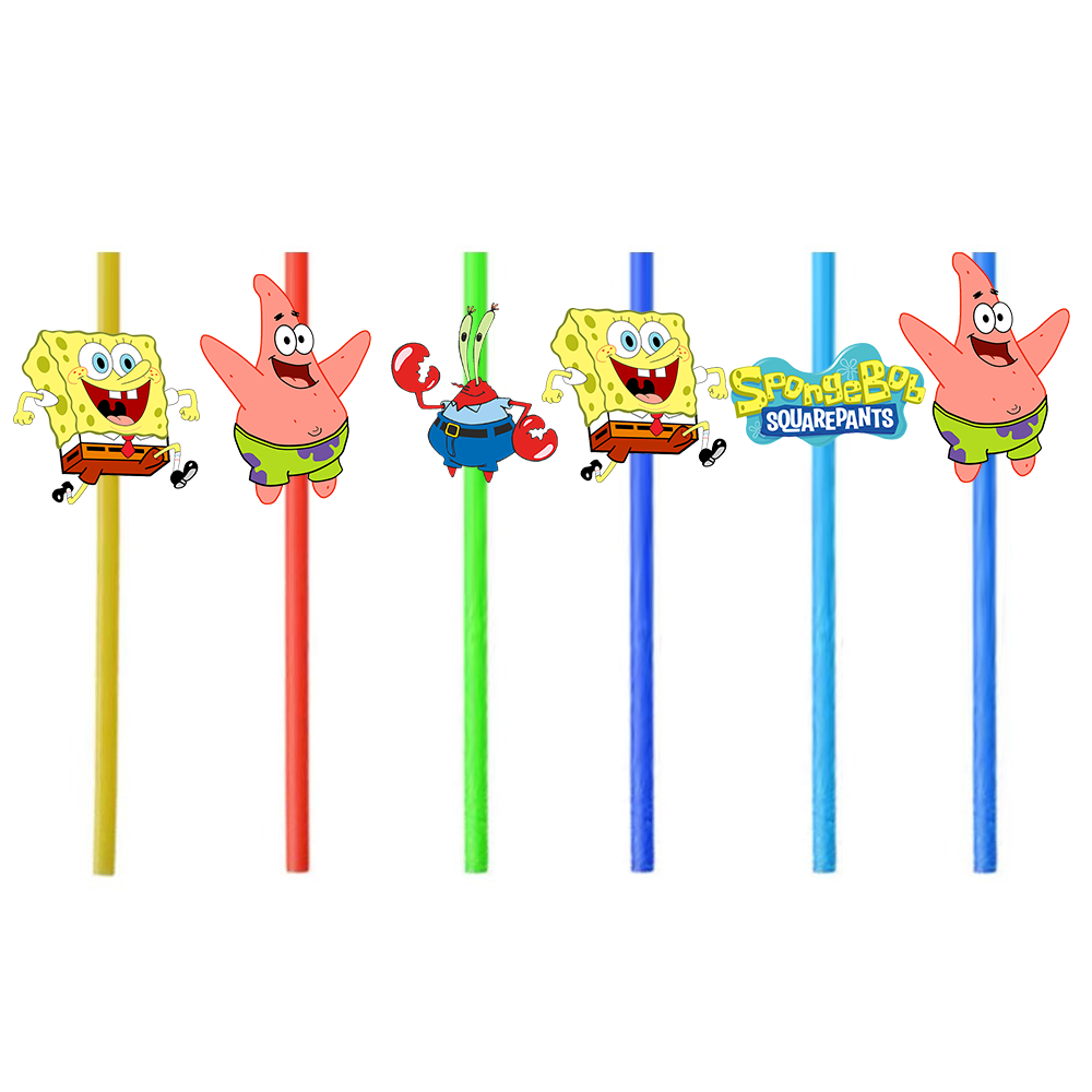 Sünger Bob Temalı 6'lı Pipet