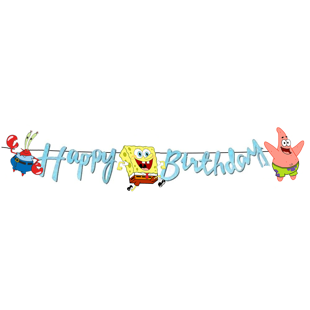 Sünger Bob Temalı Happy Birthday Kaligrafi 
