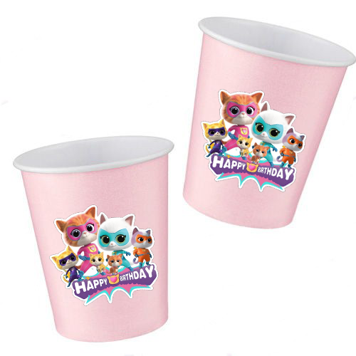 Super Kitties Temalı Pembe Bardak 5 Adet