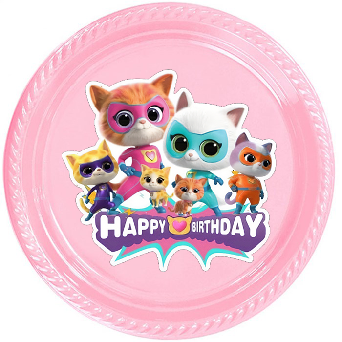 Super Kitties Temalı Pembe Tabak 5 Adet