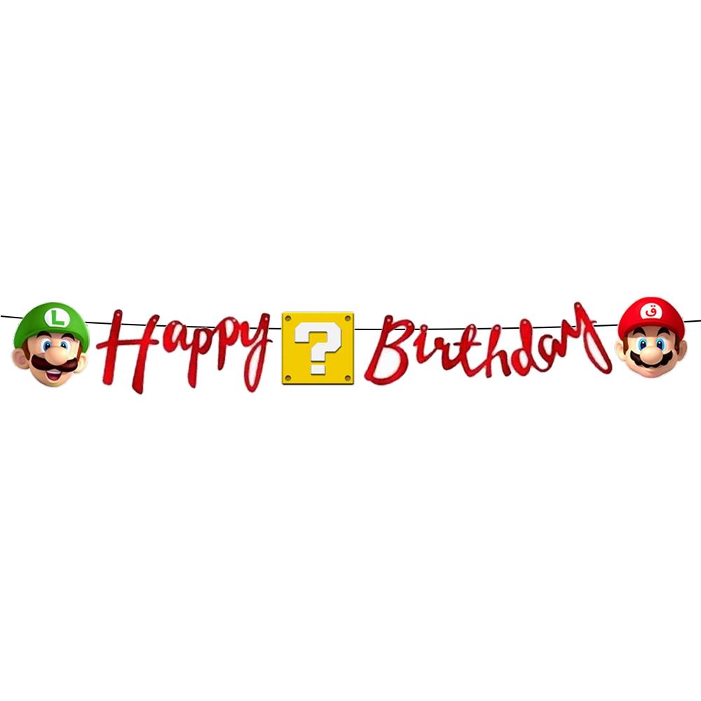 Super Mario Happy Birthday Kaligrafi Banner
