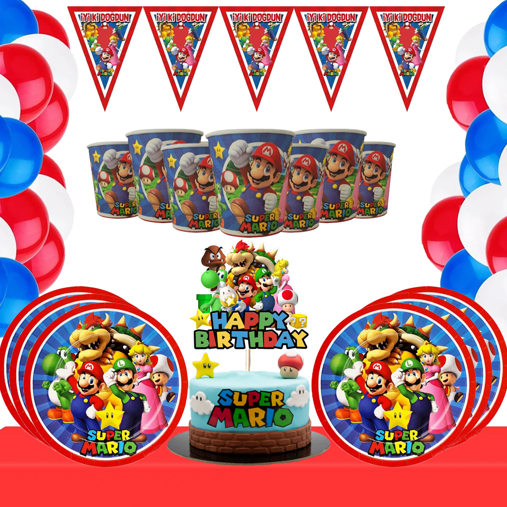Super Mario Temalı 8 Kişilik Doğum Günü Seti