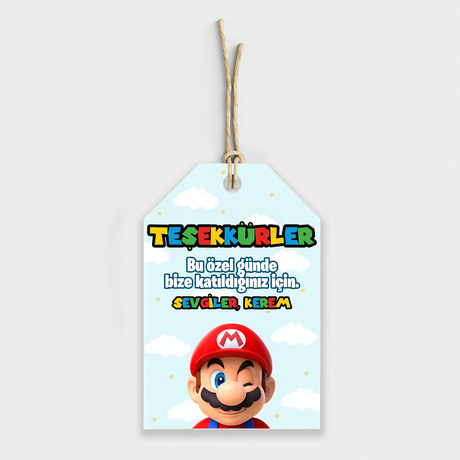 Super Mario Temalı Kişiye Özel Teşekkür Kartı 8'li