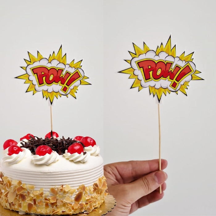 Superhero Pow Çubuklu Maket Süs