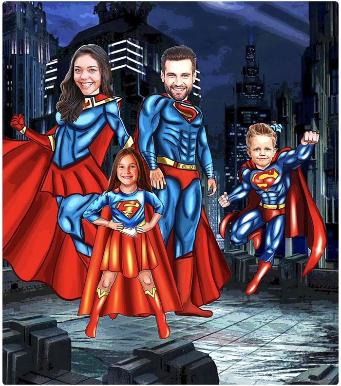 Superman Aile Tablosu Kişiye Özel Poster