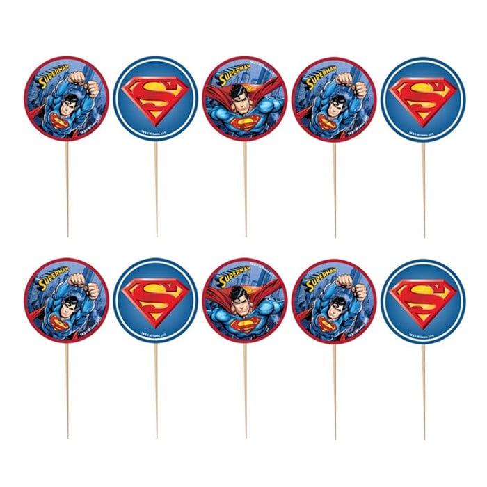 Superman Doğum Günü Temalı Lisanslı Kürdan 10'lu
