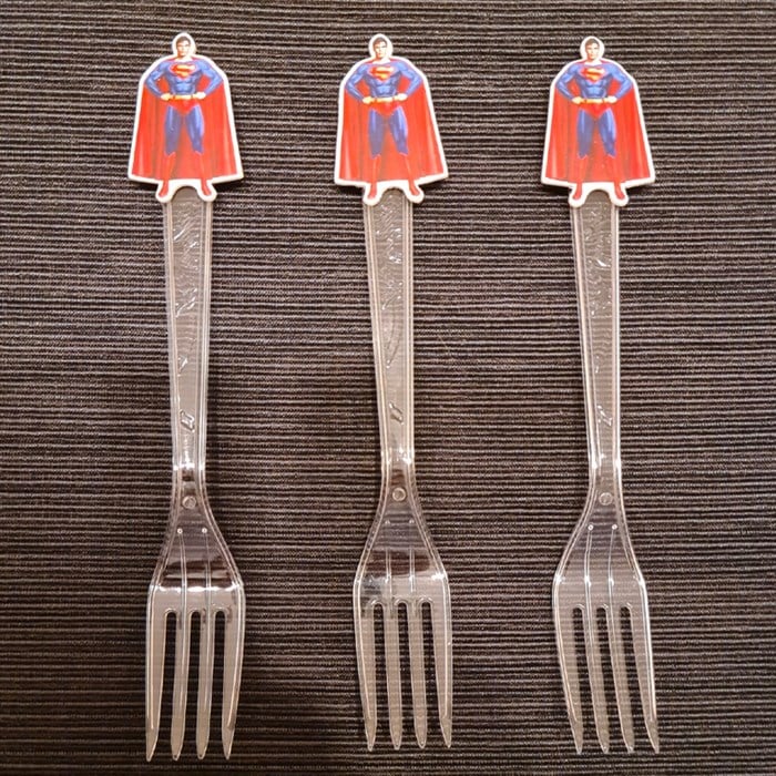 Superman Temalı Şeffaf Çatal 10'lu